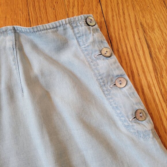 Crazy Horse Light Blue Maxi Skirt Button Detail 18 Western Jean Chambray Denim - Picture 4 of 4